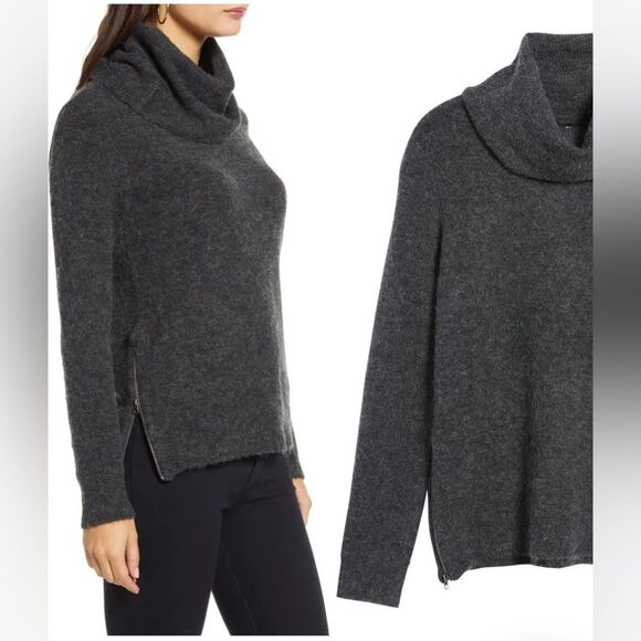 Vero moda Blakely Wool M Women’s Melange Cowl Neck Sweater side Zip Alpa… - Picture 1 of 16